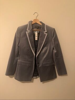 J. Crew Gray Blue Velvet Blazer with Light Trim 2 NWT